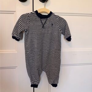 Ralph Lauren Navy and White Striped Kids Footie